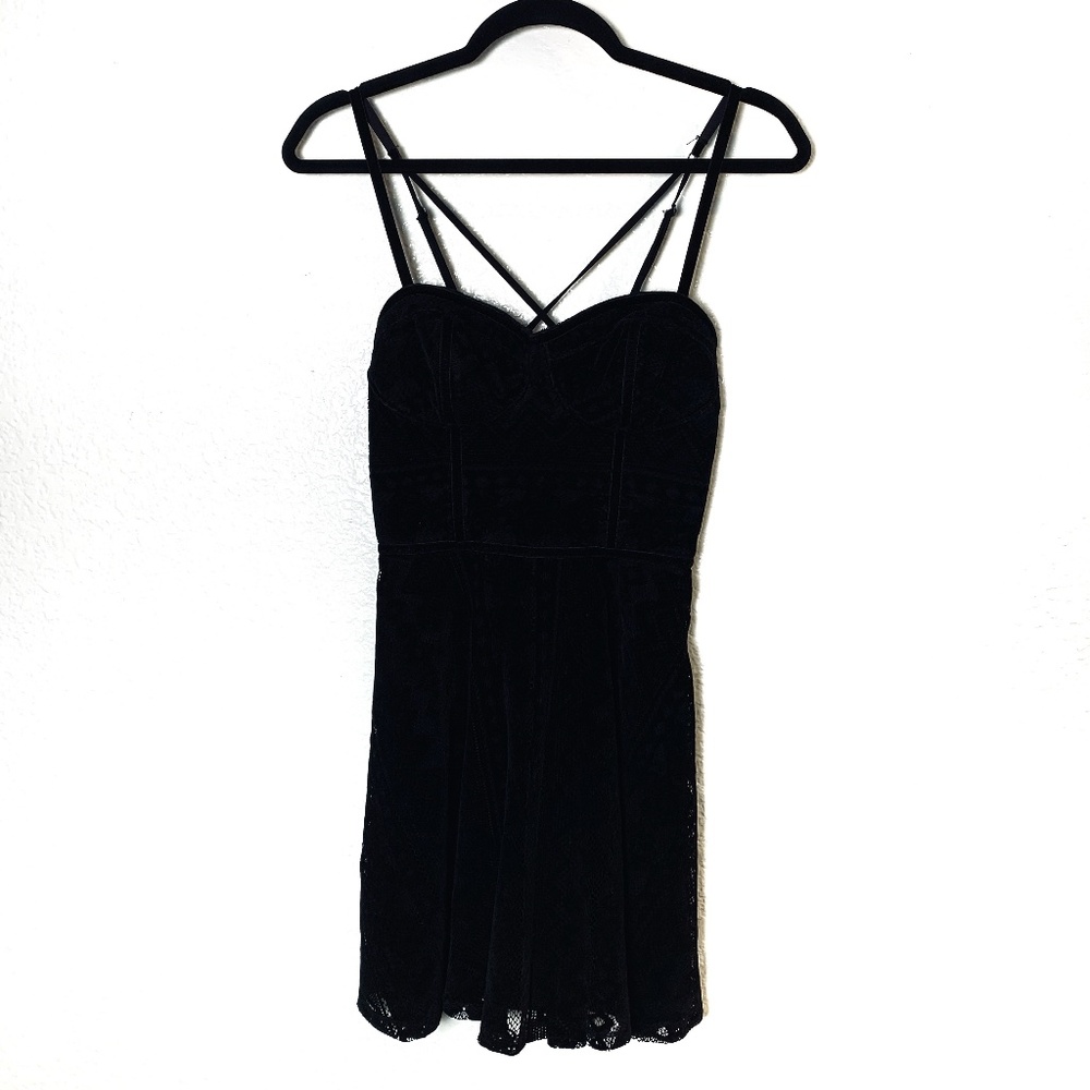Hollister Velvet Babydoll Dress Small Black  Strappy Whimsigoth Witchy Party